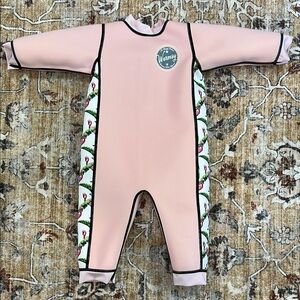 Reversible Flamingo Print Kids Rash Guard Wet Suit